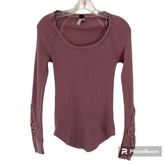Free People We The Free Pink Long Sleeve Waffle Texture Too With Sleeve … - Picture 1 of 10
